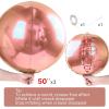 PartyWoo Rose Gold Foil Balloons, 3 pcs 50 Inch Round Foil Balloons, Giant 4D Foil Balloons and Ribbon, Large Mylar Balloons, Balloons for Birthday Decorations, Wedding Decorations, Party Decorations