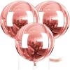 PartyWoo Rose Gold Foil Balloons, 3 pcs 50 Inch Round Foil Balloons, Giant 4D Foil Balloons and Ribbon, Large Mylar Balloons, Balloons for Birthday Decorations, Wedding Decorations, Party Decorations