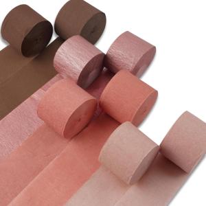 PartyWoo Crepe Paper Streamers 8 Rolls 656ft, Pack of Rose Gold, Pink, Dusty Pink and Brown Party Streamers for Birthday Decorations, Party Decorations, Wedding Decorations (1.8 Inch x 82 Ft/Roll)