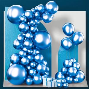 PartyWoo Metallic Blue Balloons, 85 pcs Blue Metallic Balloons Different Sizes Pack of 18 Inch 12 Inch 10 Inch 5 Inch Metallic Balloons for Balloon Garland Balloon Arch, Party Decorations, Blue-G106