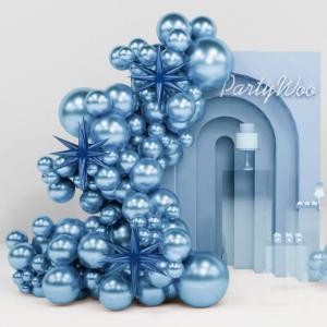 PartyWoo Metallic Blue Star Balloons 110pcs Different Sizes 18 12 10 5 Inch Pack 22 Inch Royal Blue Spike Star Explosion Foil Mylar Balloon Arch Kit for Birthday Party Decorations Blue-G119
