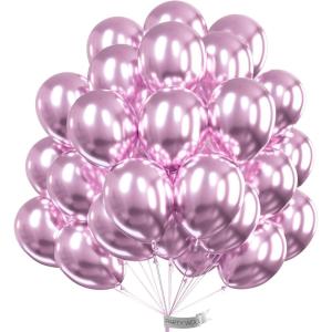 PartyWoo Metallic Pinkish Purple Balloons, 50 pcs 12 Inch Metallic Pink Balloons, Pink Metallic Balloons for Balloon Garland Balloon Arch as Wedding Decorations, Birthday Party Decorations, Pink-G108