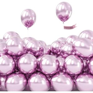 PartyWoo Metallic Pinkish Purple Balloons, 50 pcs 5 Inch Metallic Pink Balloons, Pink Metallic Balloons for Balloon Garland Balloon Arch as Wedding Decorations, Birthday Party Decorations, Pink-G108