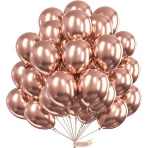 PartyWoo Metallic Rose Gold Balloons 52 pcs 12 Inch Chrome Gold Balloons for Wedding Engagement Baby Shower Bridal Shower Gender Reveal Bachelorette Birthday Party Decorations Rose Gold-G107