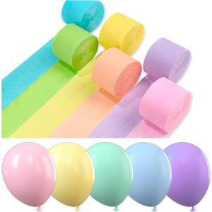 PartyWoo Pastel Balloons, 51 pcs Party Decorations Pack of Latex Balloons and Crepe Paper for Balloon Garland as Party Decorations, Birthday Decorations, Wedding Decorations, Baby Shower Decorations