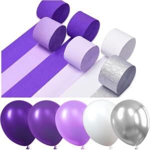 PartyWoo Purple Balloons, 51 pcs Party Decorations Pack of Latex Balloons and Crepe Paper for Balloon Garland as Party Decorations, Birthday Decorations, Wedding Decorations, Baby Shower Decorations