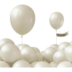 PartyWoo White Sand Balloons 52 pcs 12 Inch Beige Cream Ivory Off White Latex Helium Balloons for Wedding Bridal Graduation Baby Shower Gender Reveal Safari Birthday Party Decorations White-F12