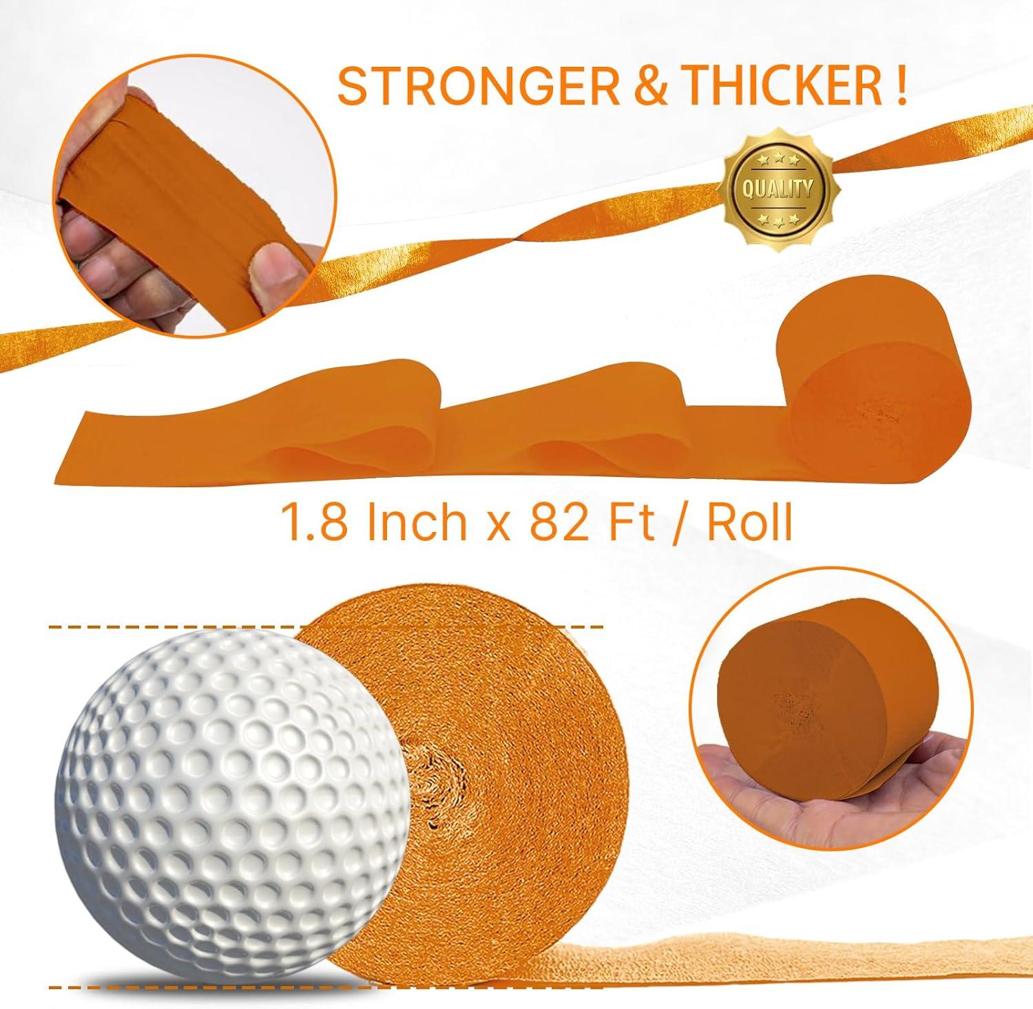 imagePartyWoo Crepe Paper Streamers 6 Rolls 492ft Pack of Metallic Gold Pumpkin Orange Peach Apricot Sand White Crepe Paper for Birthday Decorations Baby Shower Decorations 18 Inch x 82 FtRollOrange9603