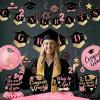 PartyWoo Graduation Decorations Class of 2026 Black Gold Pink 19pcs Grad Party Supplies with Congrats 2026 Grad Banner Hanging Swirls Foil Balloons Graduation Cap Centerpieces Party Decorations(Pink)