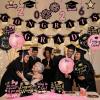 PartyWoo Graduation Decorations Class of 2026 Black Gold Pink 19pcs Grad Party Supplies with Congrats 2026 Grad Banner Hanging Swirls Foil Balloons Graduation Cap Centerpieces Party Decorations(Pink)