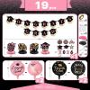 PartyWoo Graduation Decorations Class of 2026 Black Gold Pink 19pcs Grad Party Supplies with Congrats 2026 Grad Banner Hanging Swirls Foil Balloons Graduation Cap Centerpieces Party Decorations(Pink)
