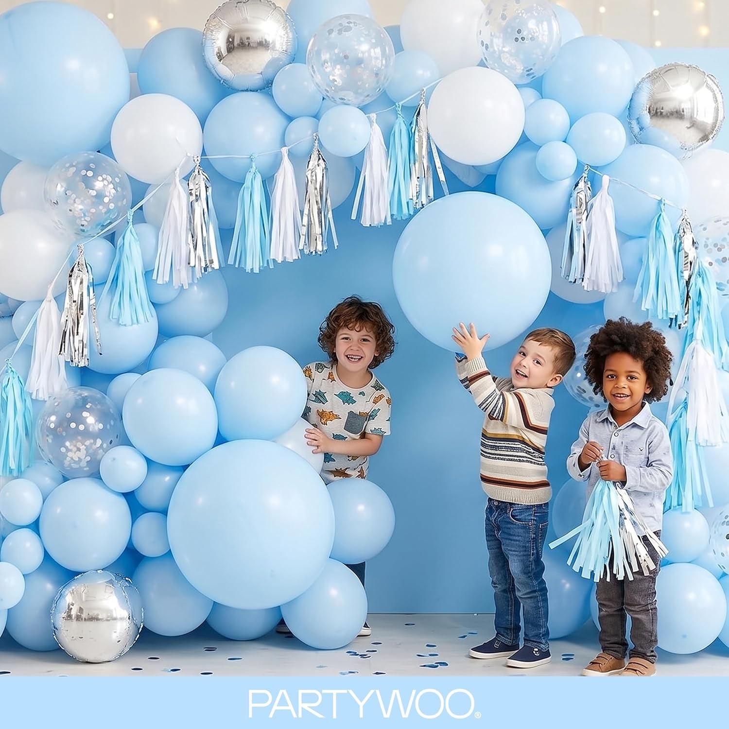 image:imagePartyWoo Teal Balloons 130pcs Different Sizes Pack of 18 12 10 5 Inch Turquoise Dark Teal Balloon Arch Kit for Baby Shower Gender Reveal Graduation Mermaid Birthday Pool Party Decorations BlueY69Pastel Blueq13