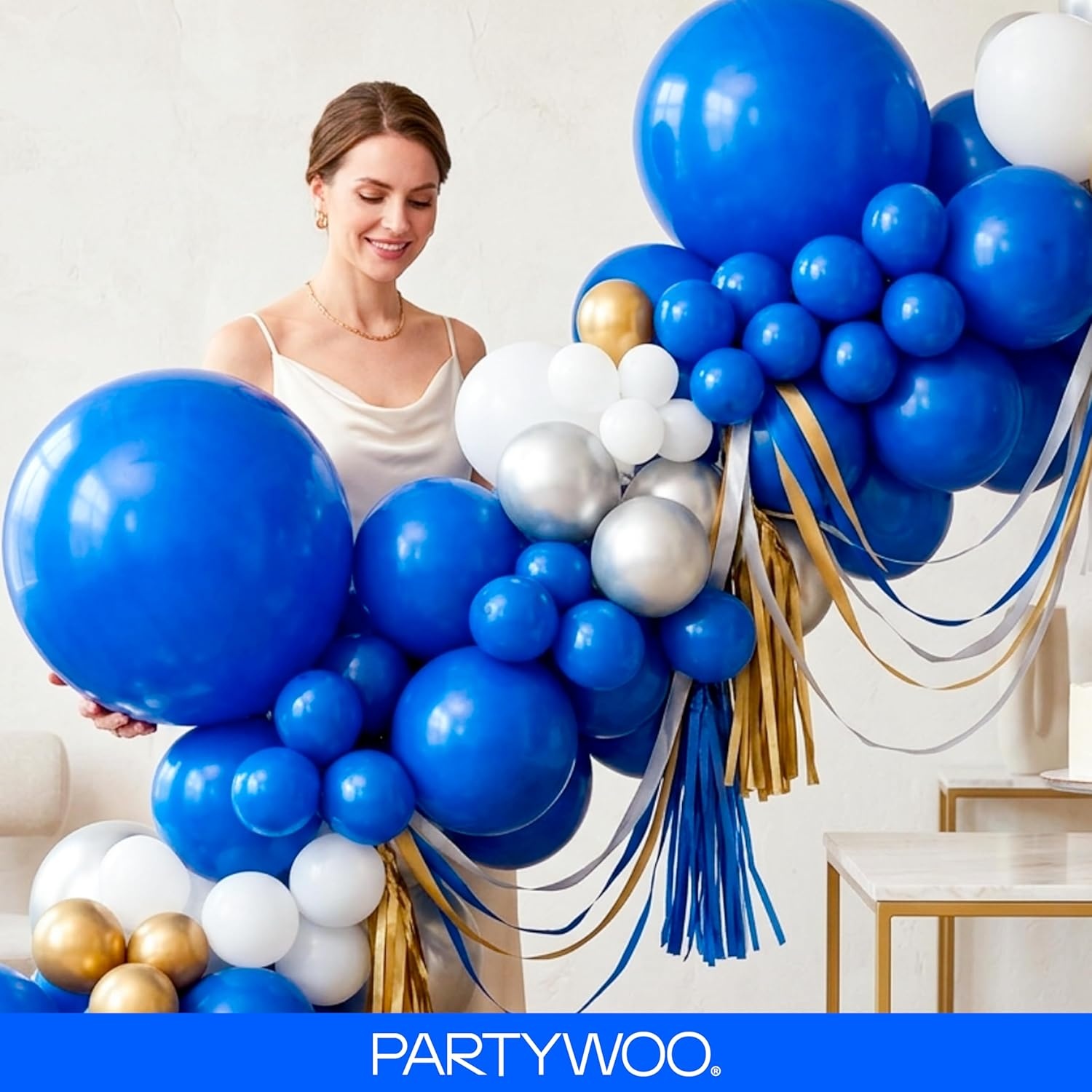 image:imagePartyWoo Teal Balloons 130pcs Different Sizes Pack of 18 12 10 5 Inch Turquoise Dark Teal Balloon Arch Kit for Baby Shower Gender Reveal Graduation Mermaid Birthday Pool Party Decorations BlueY69Bluey5