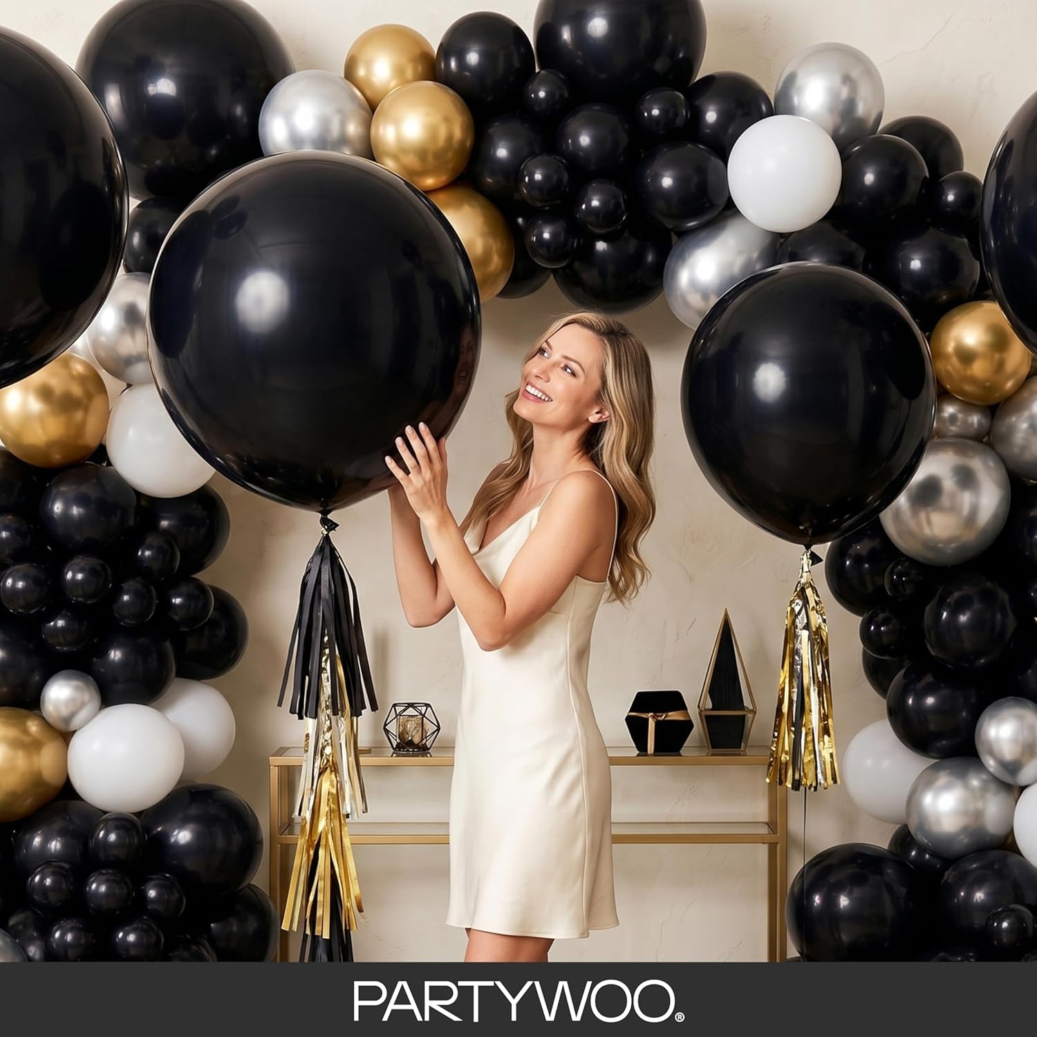 image:imagePartyWoo Teal Balloons 130pcs Different Sizes Pack of 18 12 10 5 Inch Turquoise Dark Teal Balloon Arch Kit for Baby Shower Gender Reveal Graduation Mermaid Birthday Pool Party Decorations BlueY69Blacky18
