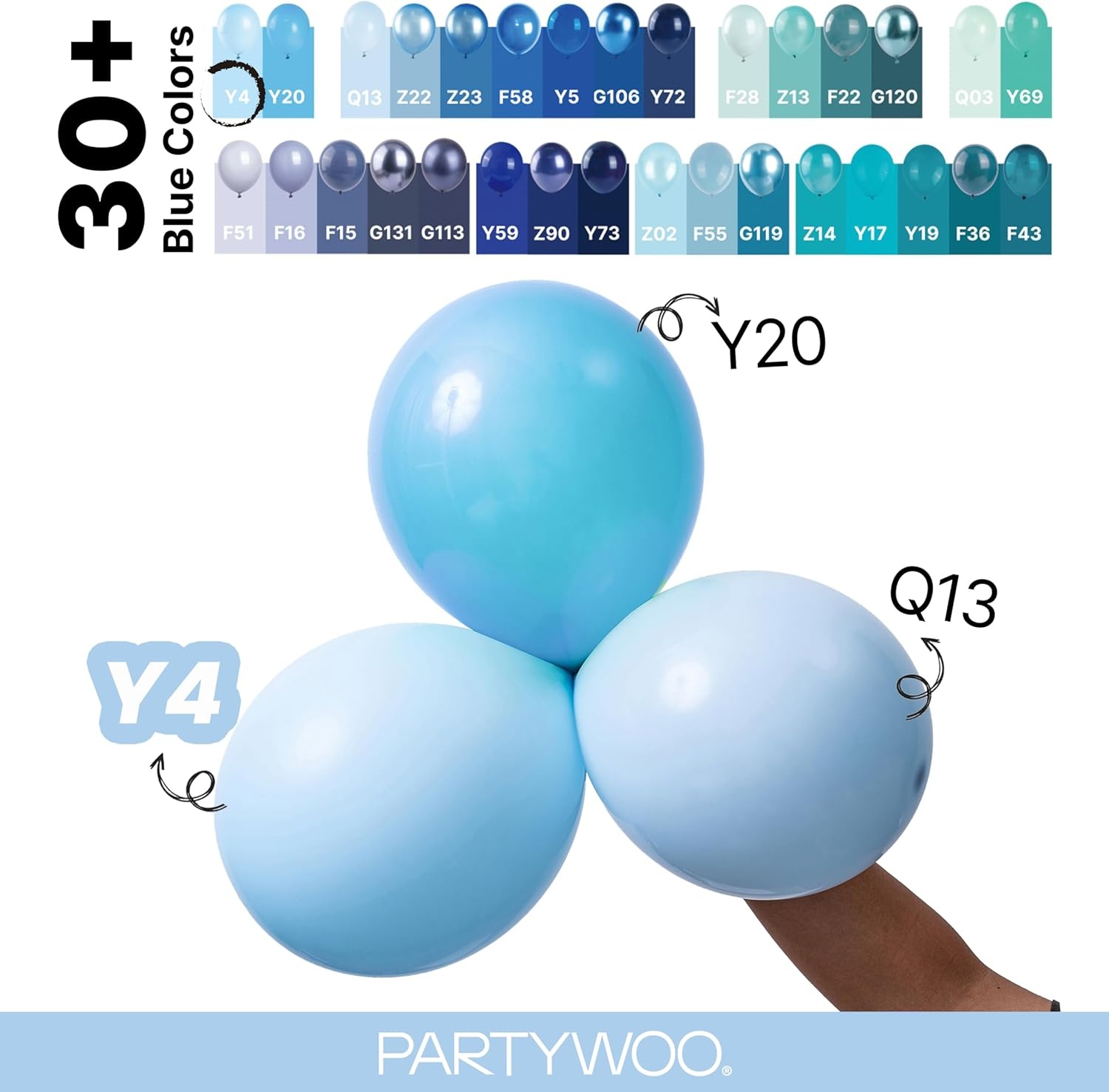 image:imagePartyWoo Teal Balloons 130pcs Different Sizes Pack of 18 12 10 5 Inch Turquoise Dark Teal Balloon Arch Kit for Baby Shower Gender Reveal Graduation Mermaid Birthday Pool Party Decorations BlueY69Bluey4