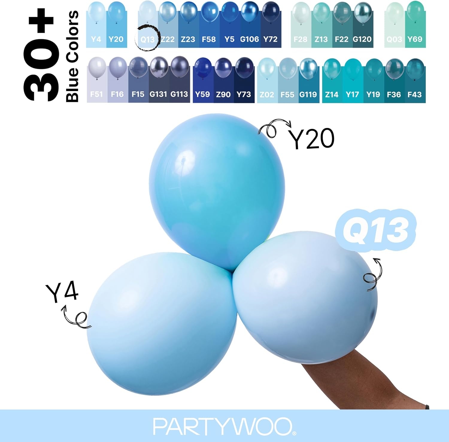 image:imagePartyWoo Teal Balloons 130pcs Different Sizes Pack of 18 12 10 5 Inch Turquoise Dark Teal Balloon Arch Kit for Baby Shower Gender Reveal Graduation Mermaid Birthday Pool Party Decorations BlueY69Pastel Blueq13