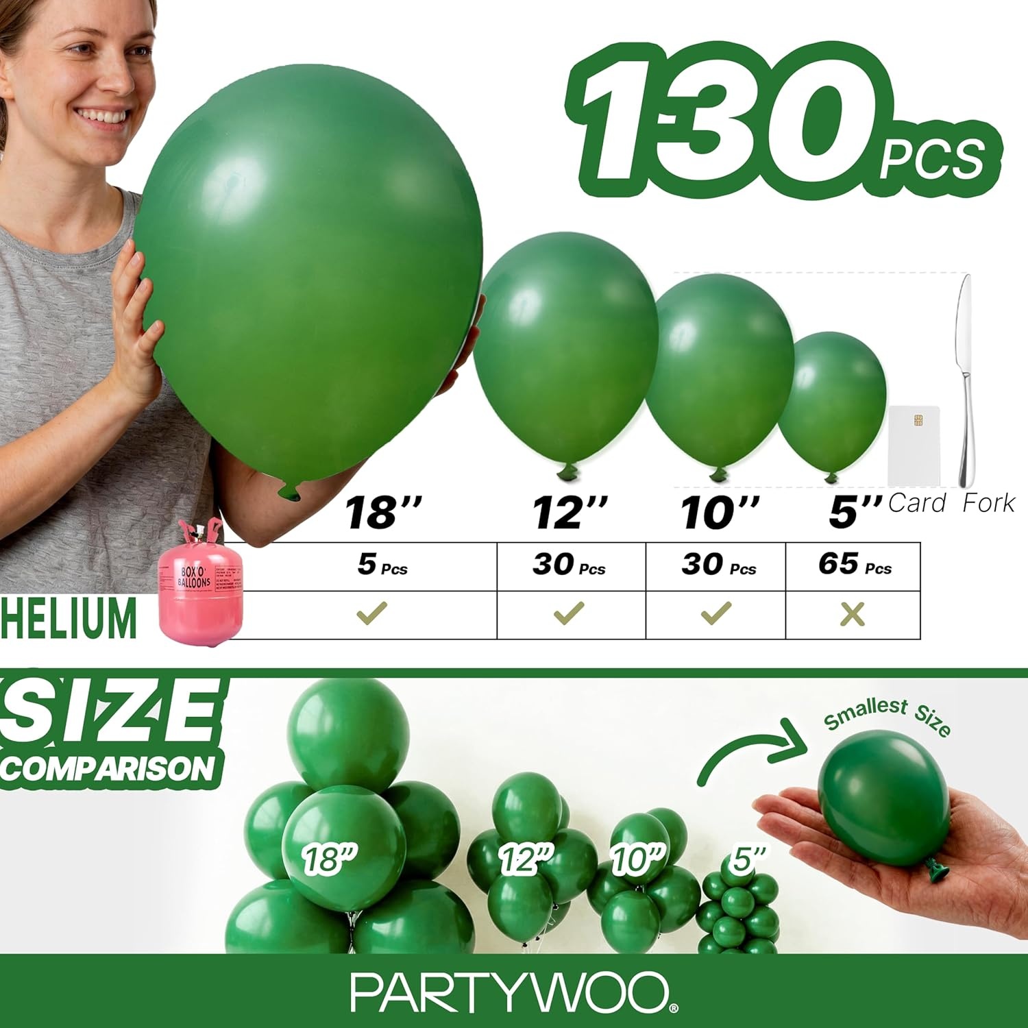 image:imagePartyWoo Teal Balloons 130pcs Different Sizes Pack of 18 12 10 5 Inch Turquoise Dark Teal Balloon Arch Kit for Baby Shower Gender Reveal Graduation Mermaid Birthday Pool Party Decorations BlueY69Greeny56