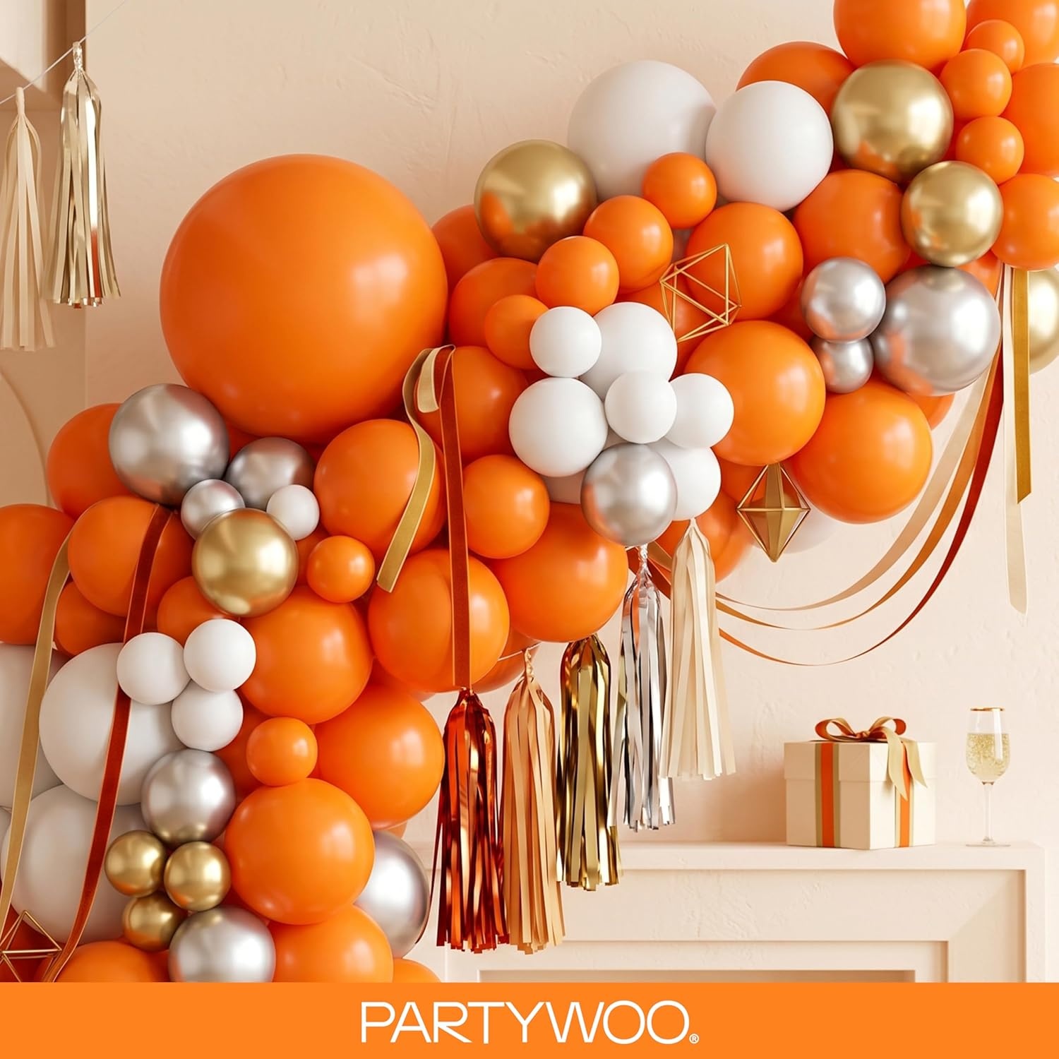 image:imagePartyWoo Teal Balloons 130pcs Different Sizes Pack of 18 12 10 5 Inch Turquoise Dark Teal Balloon Arch Kit for Baby Shower Gender Reveal Graduation Mermaid Birthday Pool Party Decorations BlueY69Orangey9