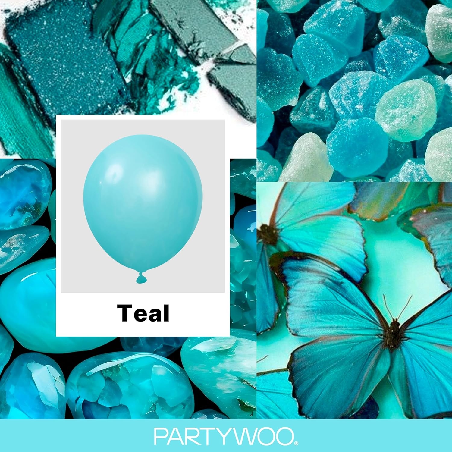 image:imagePartyWoo Teal Balloons 130pcs Different Sizes Pack of 18 12 10 5 Inch Turquoise Dark Teal Balloon Arch Kit for Baby Shower Gender Reveal Graduation Mermaid Birthday Pool Party Decorations BlueY69Tealy69