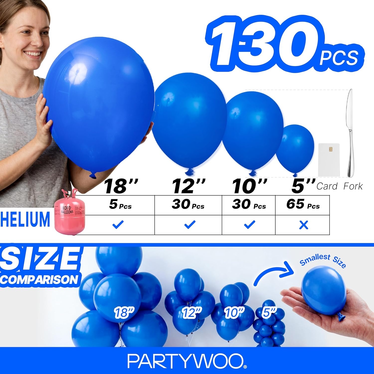 image:imagePartyWoo Teal Balloons 130pcs Different Sizes Pack of 18 12 10 5 Inch Turquoise Dark Teal Balloon Arch Kit for Baby Shower Gender Reveal Graduation Mermaid Birthday Pool Party Decorations BlueY69Bluey5