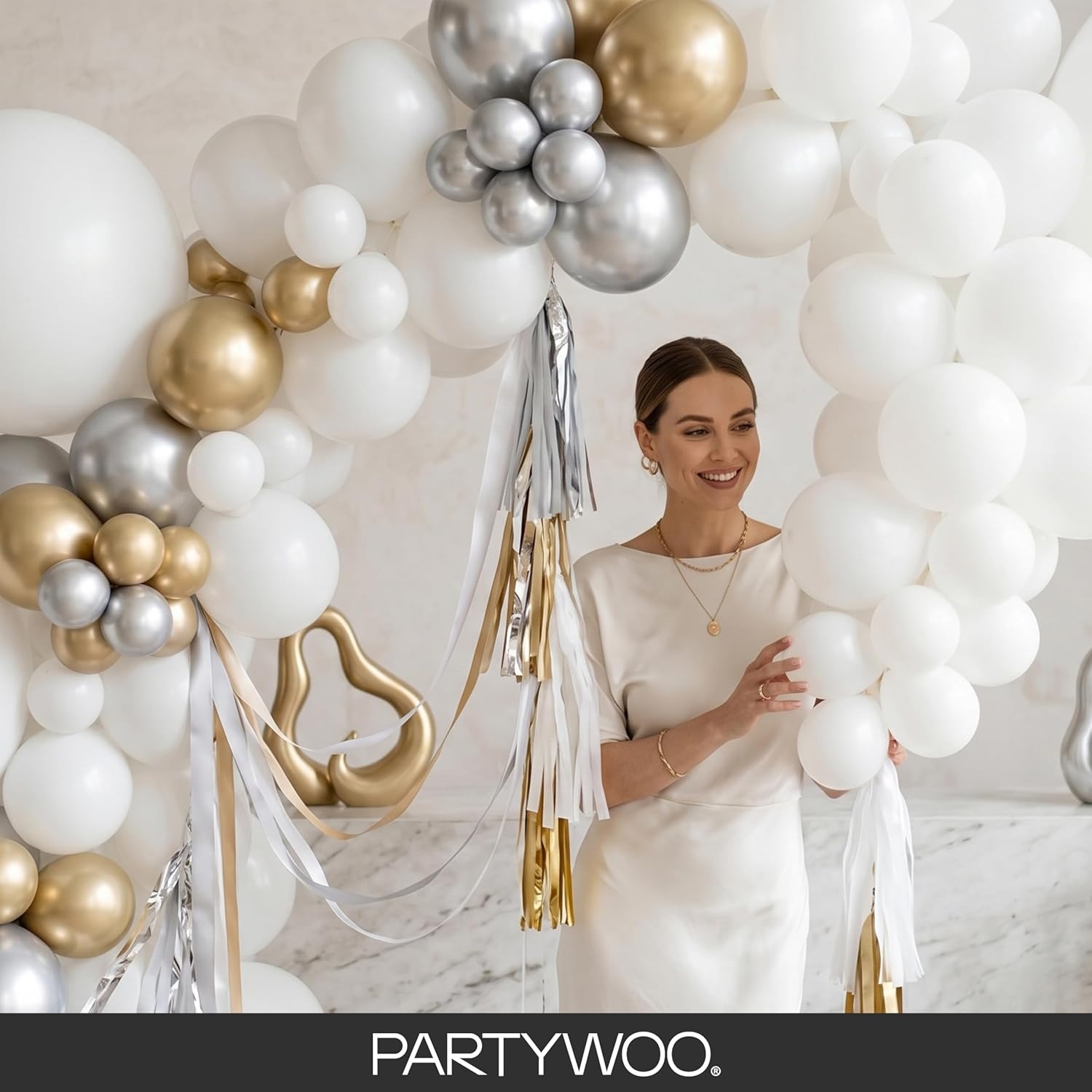 image:imagePartyWoo Teal Balloons 130pcs Different Sizes Pack of 18 12 10 5 Inch Turquoise Dark Teal Balloon Arch Kit for Baby Shower Gender Reveal Graduation Mermaid Birthday Pool Party Decorations BlueY69Whitey13