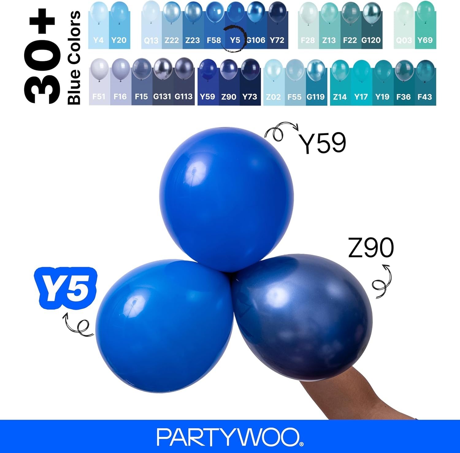 image:imagePartyWoo Teal Balloons 130pcs Different Sizes Pack of 18 12 10 5 Inch Turquoise Dark Teal Balloon Arch Kit for Baby Shower Gender Reveal Graduation Mermaid Birthday Pool Party Decorations BlueY69Bluey5
