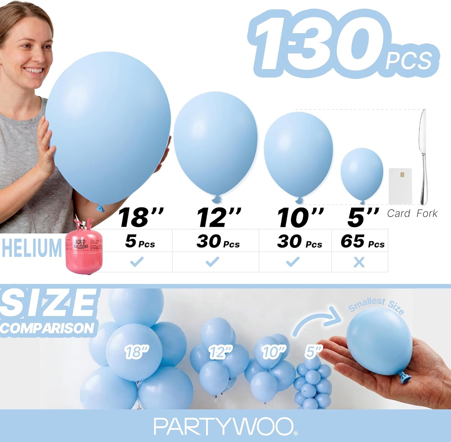 image:imagePartyWoo Teal Balloons 130pcs Different Sizes Pack of 18 12 10 5 Inch Turquoise Dark Teal Balloon Arch Kit for Baby Shower Gender Reveal Graduation Mermaid Birthday Pool Party Decorations BlueY69Bluey4