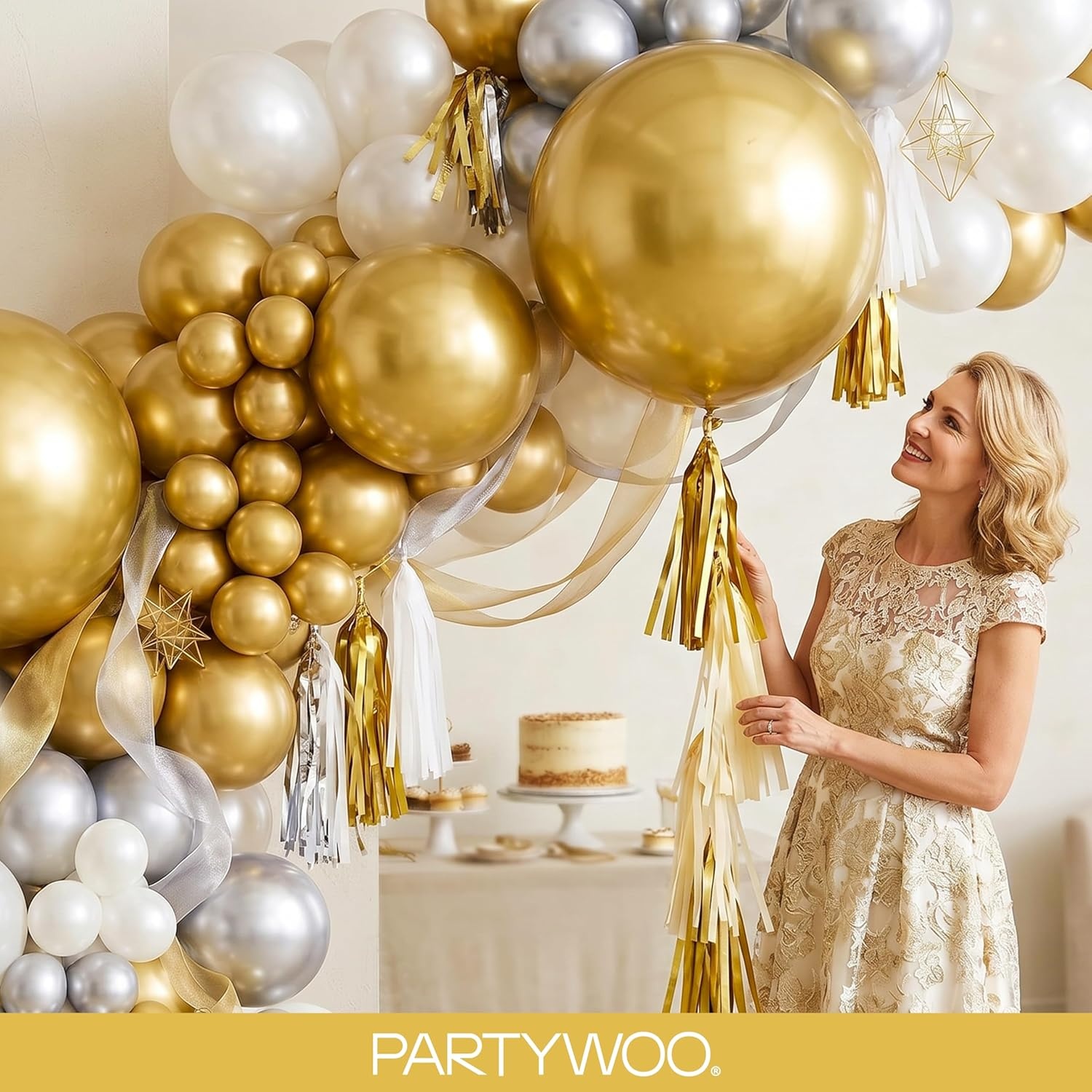 image:imagePartyWoo Teal Balloons 130pcs Different Sizes Pack of 18 12 10 5 Inch Turquoise Dark Teal Balloon Arch Kit for Baby Shower Gender Reveal Graduation Mermaid Birthday Pool Party Decorations BlueY69Goldg101