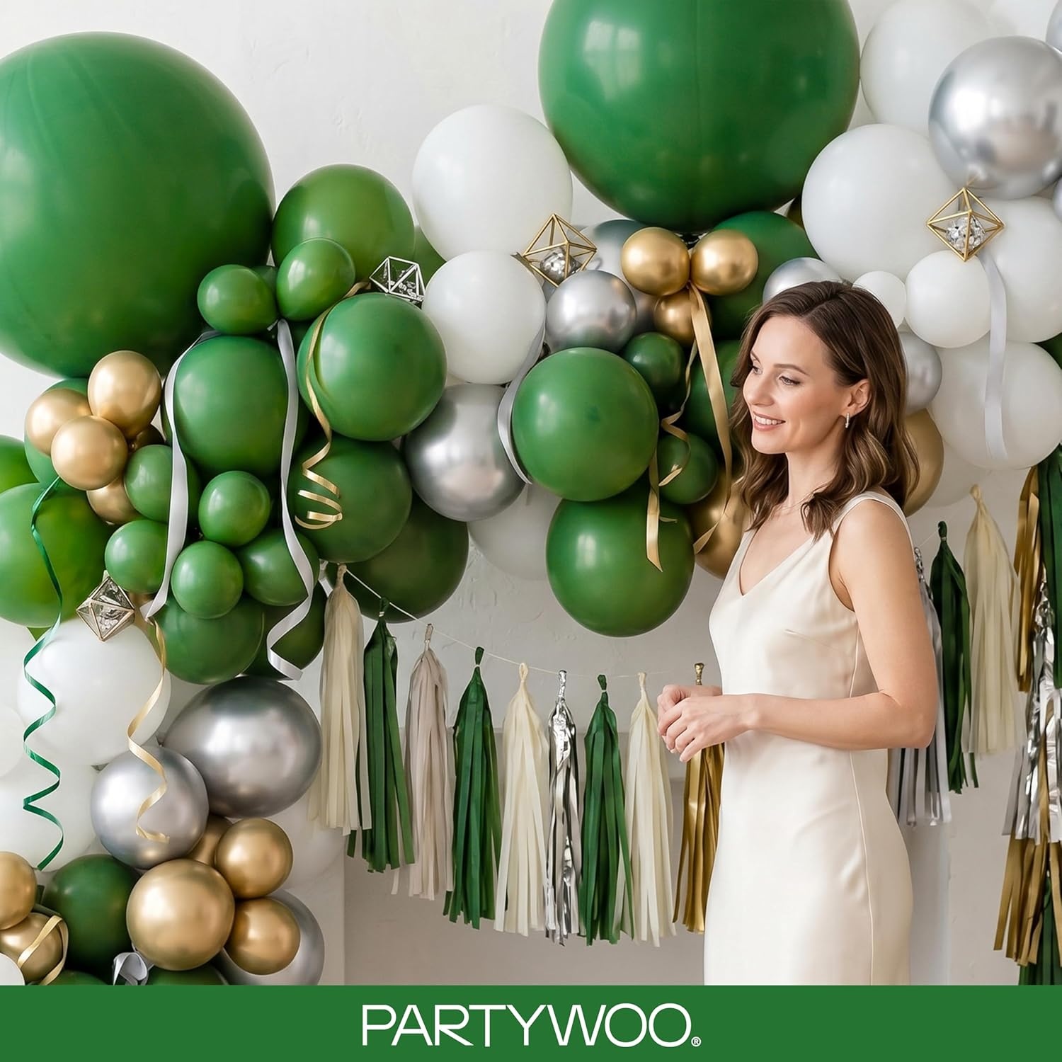 image:imagePartyWoo Teal Balloons 130pcs Different Sizes Pack of 18 12 10 5 Inch Turquoise Dark Teal Balloon Arch Kit for Baby Shower Gender Reveal Graduation Mermaid Birthday Pool Party Decorations BlueY69Greeny56