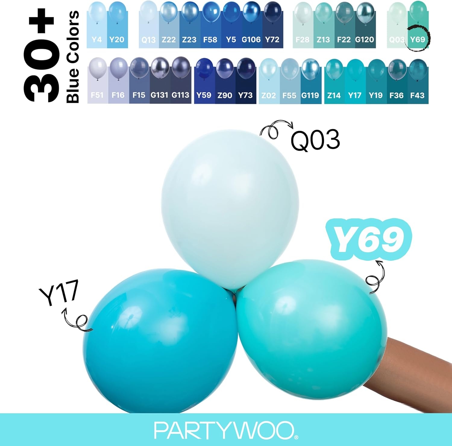 image:imagePartyWoo Teal Balloons 130pcs Different Sizes Pack of 18 12 10 5 Inch Turquoise Dark Teal Balloon Arch Kit for Baby Shower Gender Reveal Graduation Mermaid Birthday Pool Party Decorations BlueY69Tealy69