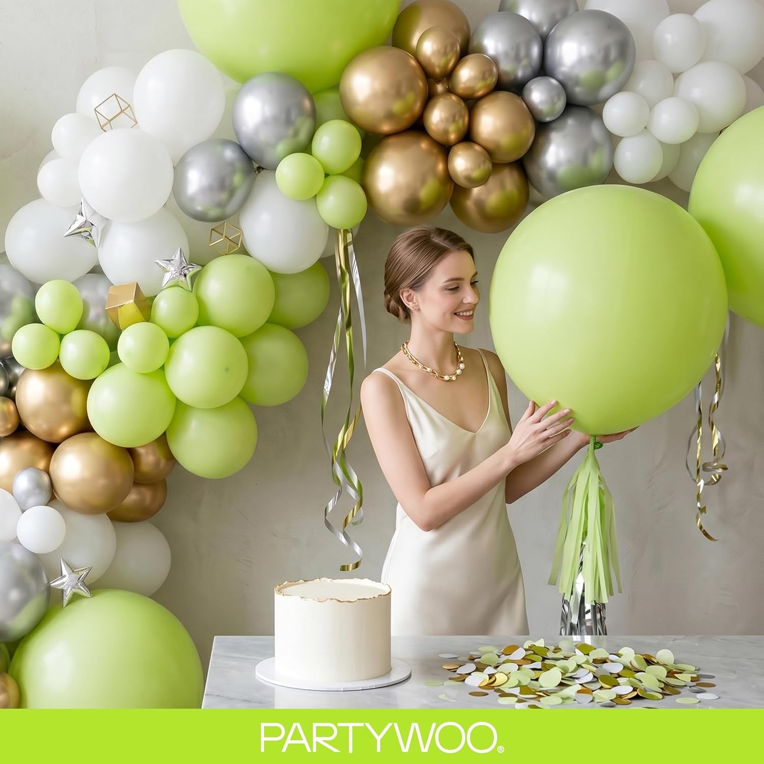 image:imagePartyWoo Teal Balloons 130pcs Different Sizes Pack of 18 12 10 5 Inch Turquoise Dark Teal Balloon Arch Kit for Baby Shower Gender Reveal Graduation Mermaid Birthday Pool Party Decorations BlueY69Greeny6