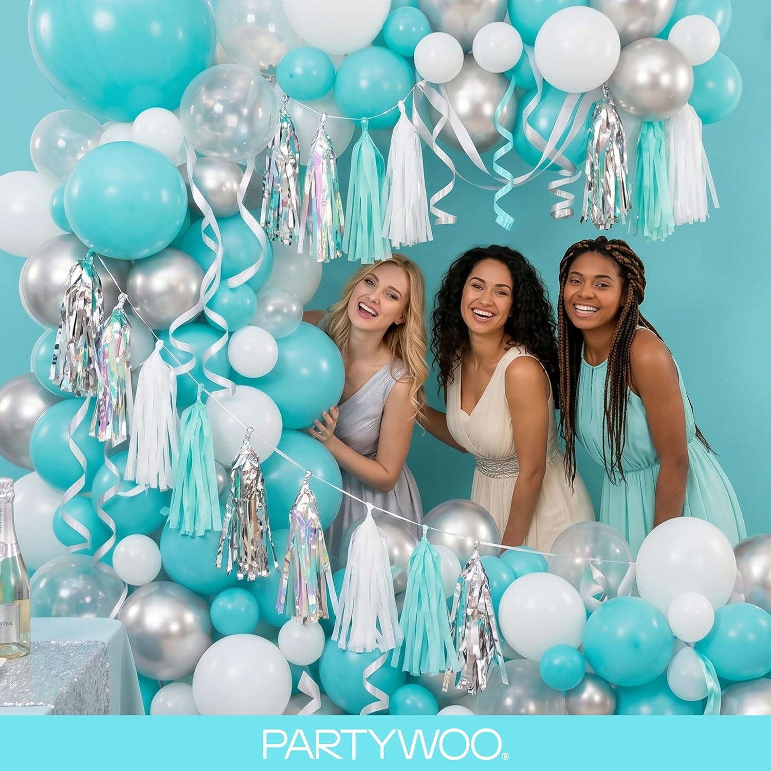 image:imagePartyWoo Teal Balloons 130pcs Different Sizes Pack of 18 12 10 5 Inch Turquoise Dark Teal Balloon Arch Kit for Baby Shower Gender Reveal Graduation Mermaid Birthday Pool Party Decorations BlueY69Tealy69