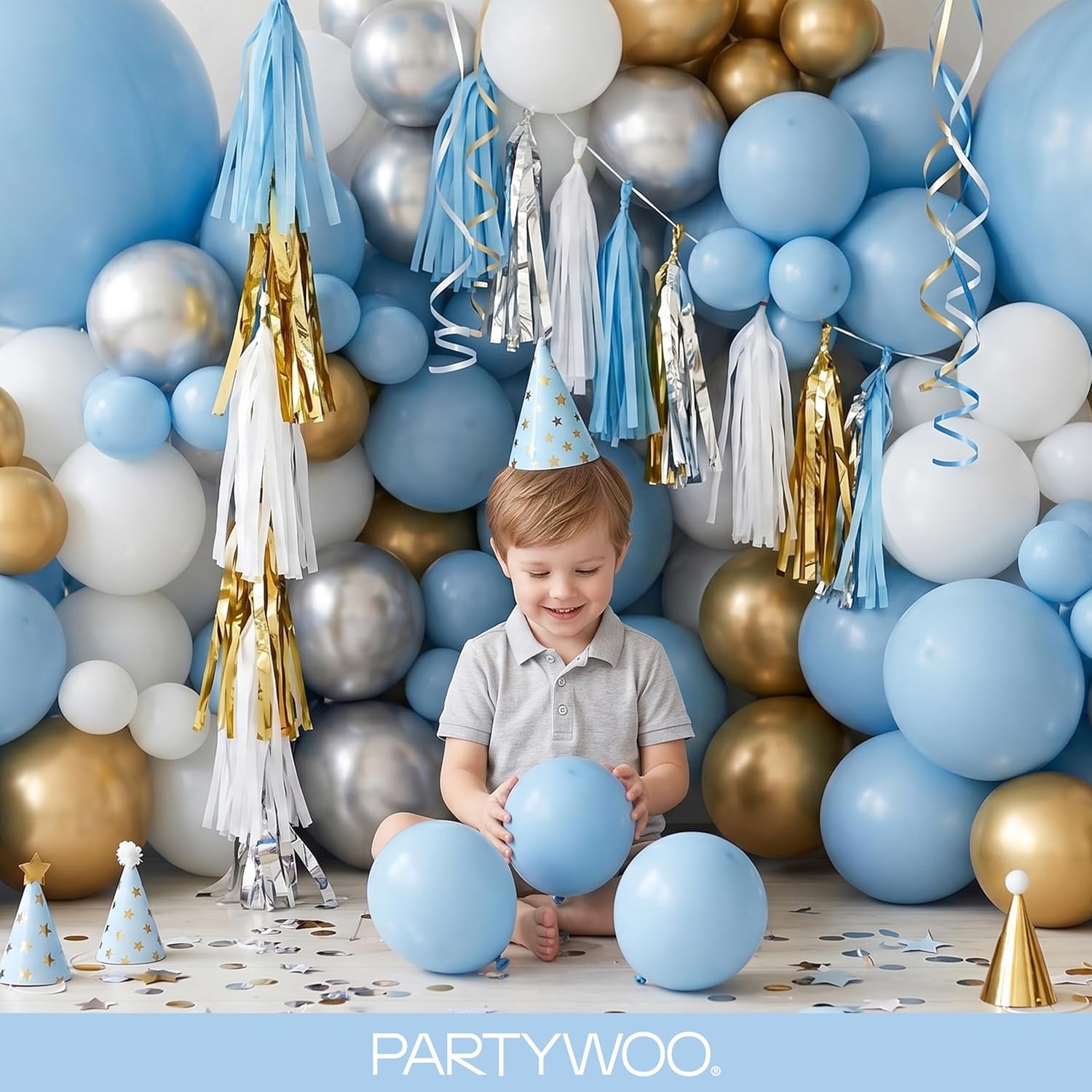 image:imagePartyWoo Teal Balloons 130pcs Different Sizes Pack of 18 12 10 5 Inch Turquoise Dark Teal Balloon Arch Kit for Baby Shower Gender Reveal Graduation Mermaid Birthday Pool Party Decorations BlueY69Bluey4