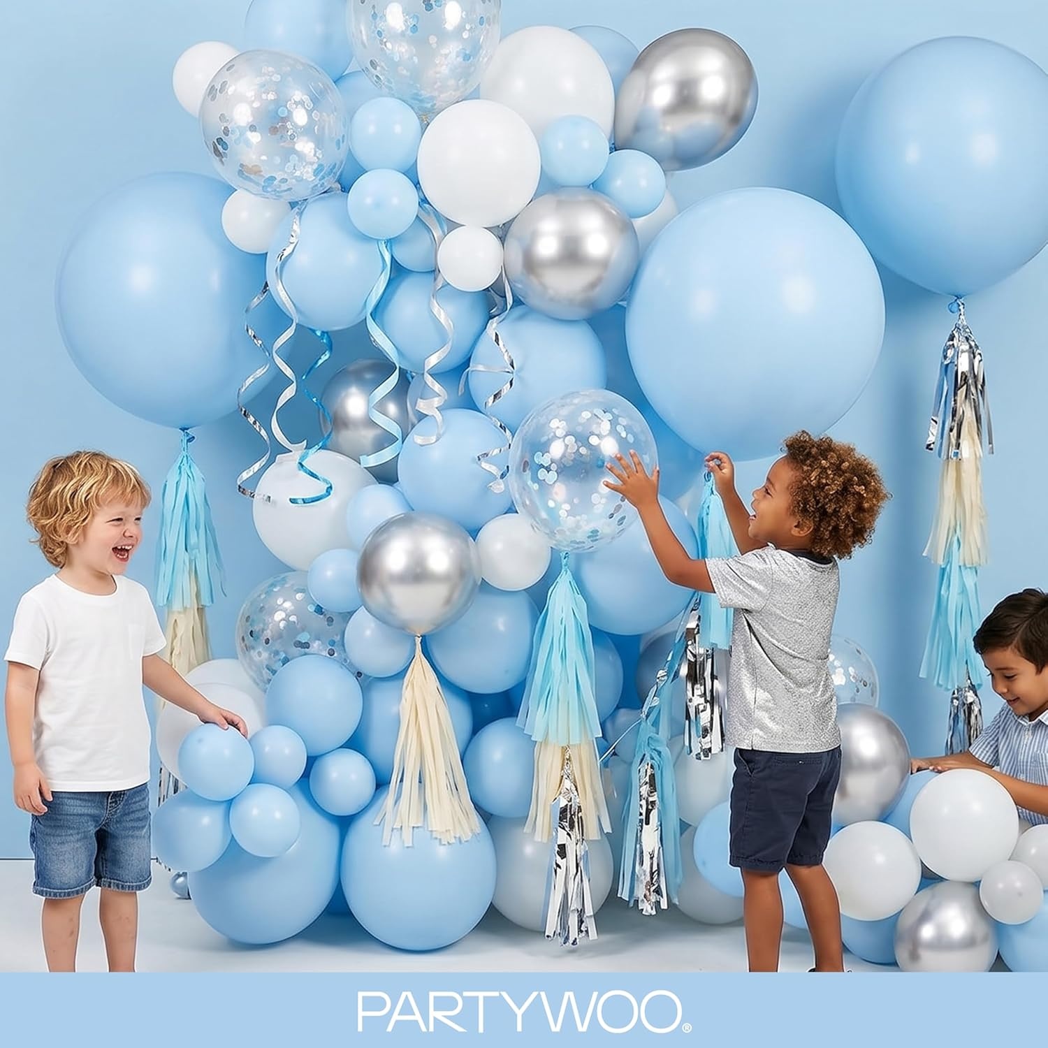 image:imagePartyWoo Teal Balloons 130pcs Different Sizes Pack of 18 12 10 5 Inch Turquoise Dark Teal Balloon Arch Kit for Baby Shower Gender Reveal Graduation Mermaid Birthday Pool Party Decorations BlueY69Bluey4