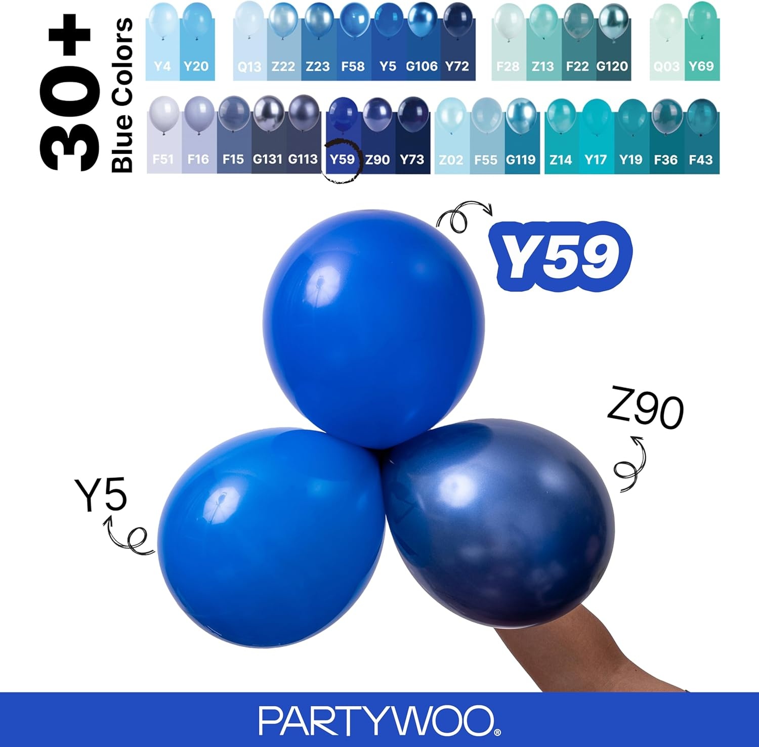 image:imagePartyWoo Teal Balloons 130pcs Different Sizes Pack of 18 12 10 5 Inch Turquoise Dark Teal Balloon Arch Kit for Baby Shower Gender Reveal Graduation Mermaid Birthday Pool Party Decorations BlueY69Bluey59