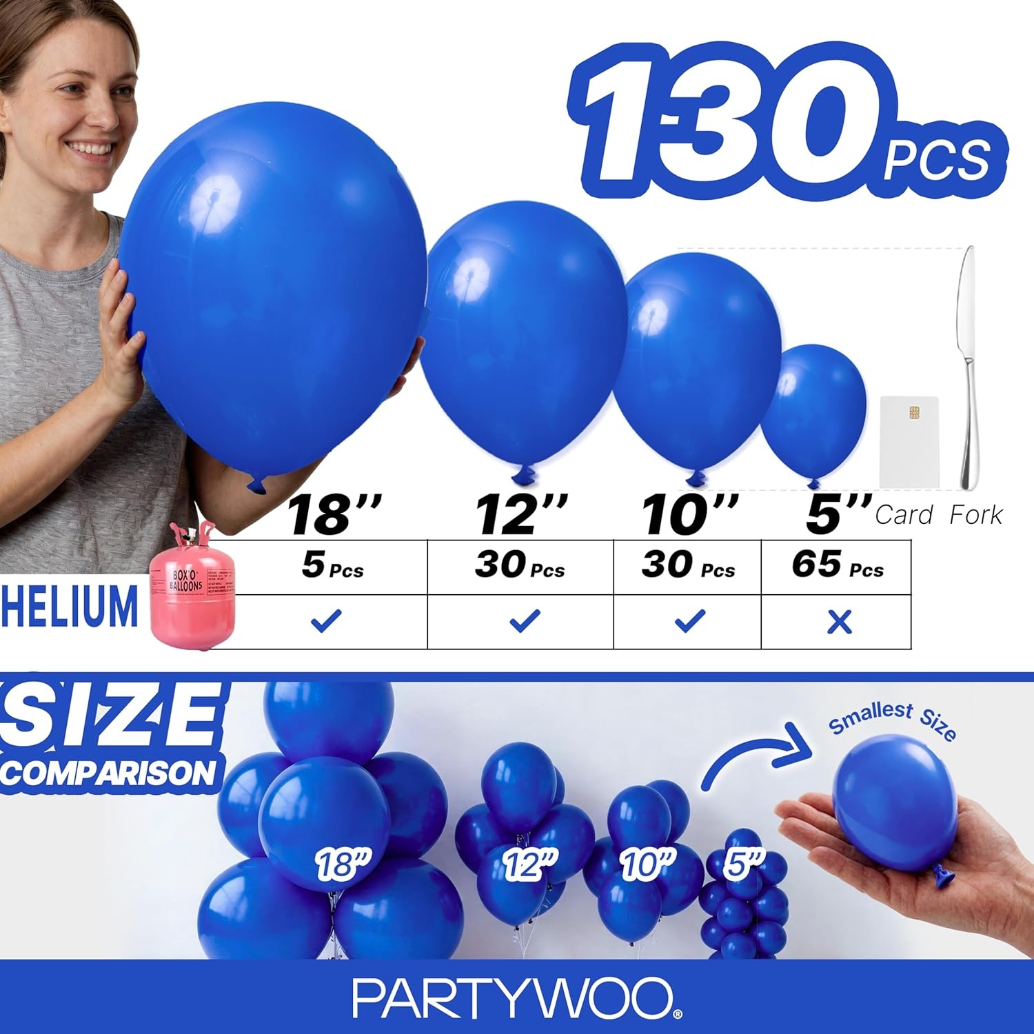 image:imagePartyWoo Teal Balloons 130pcs Different Sizes Pack of 18 12 10 5 Inch Turquoise Dark Teal Balloon Arch Kit for Baby Shower Gender Reveal Graduation Mermaid Birthday Pool Party Decorations BlueY69Bluey59